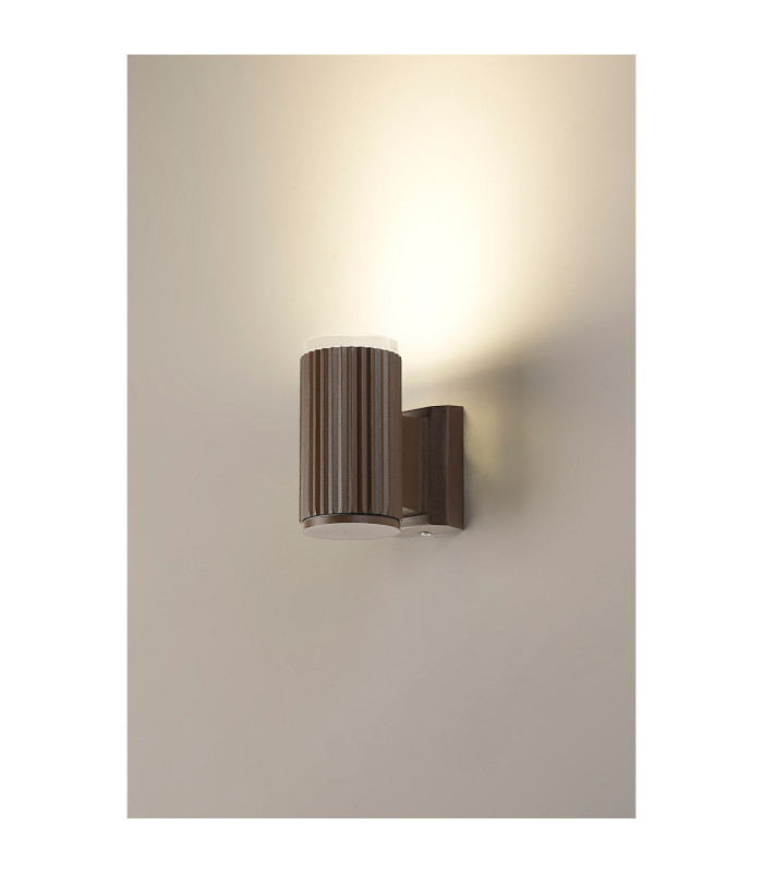 Springwater Ribbed Line Wall Lamp Shallow Acrylic Shade 1 x GU10 IP54 Dark Brown/Clear/Frosted -3