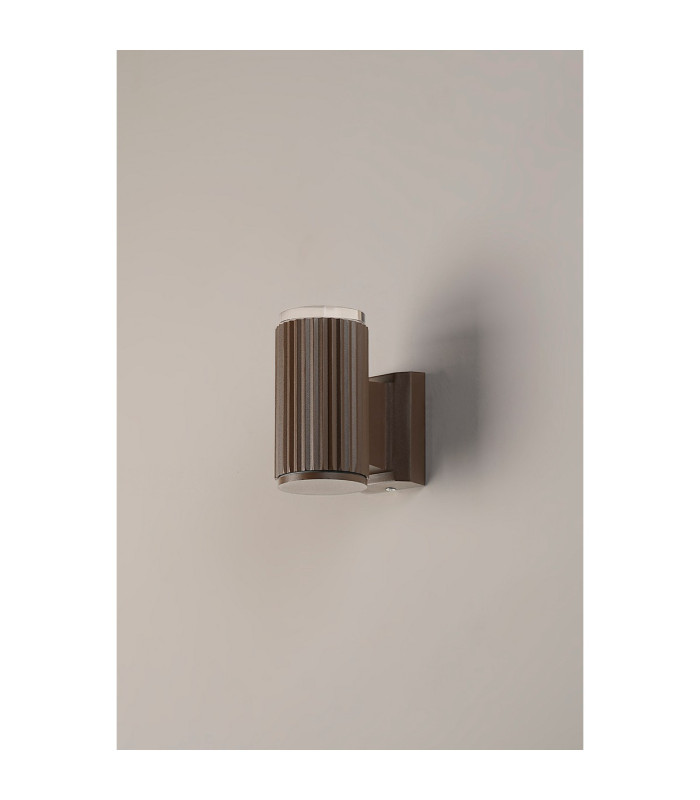Springwater Ribbed Line Wall Lamp Shallow Acrylic Shade 1 x GU10 IP54 Dark Brown/Clear/Frosted -7