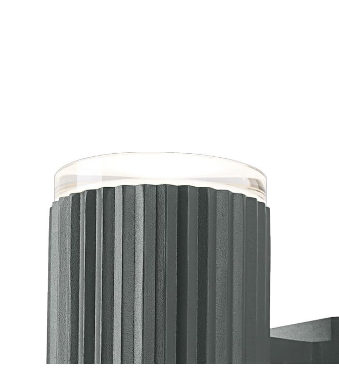 Springwater Ribbed Line Wall Lamp Shallow Acrylic Shade 1 x GU10 IP54 Grey/Clear/Frosted -5
