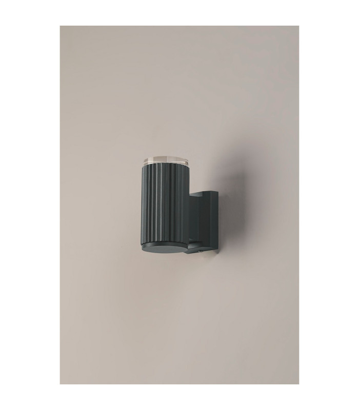 Springwater Ribbed Line Wall Lamp Shallow Acrylic Shade 1 x GU10 IP54 Grey/Clear/Frosted -7
