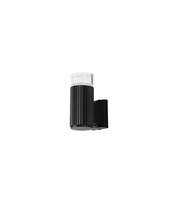Springwater Ribbed Line Wall Lamp Short Diagonal Pattern Acrylic Shade 1 x GU10 IP54 Black/Clear/Frosted -4