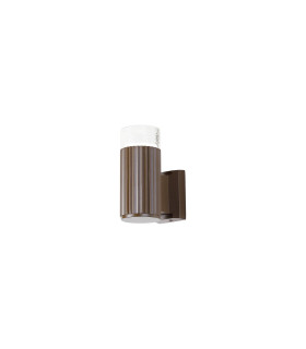 Springwater Ribbed Line Wall Lamp Short Diagonal Pattern Acrylic Shade 1 x GU10 IP54 Dark Brown/Clear/Frosted -1