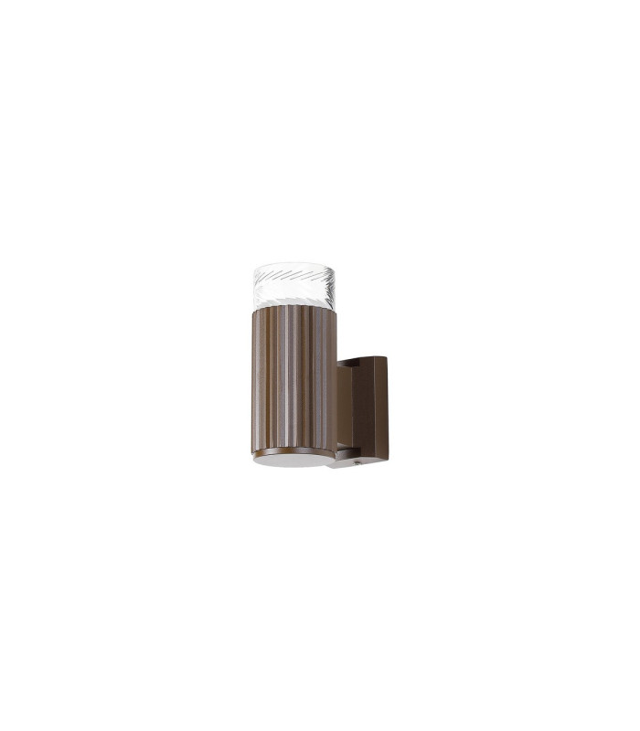 Springwater Ribbed Line Wall Lamp Short Diagonal Pattern Acrylic Shade 1 x GU10 IP54 Dark Brown/Clear/Frosted -4
