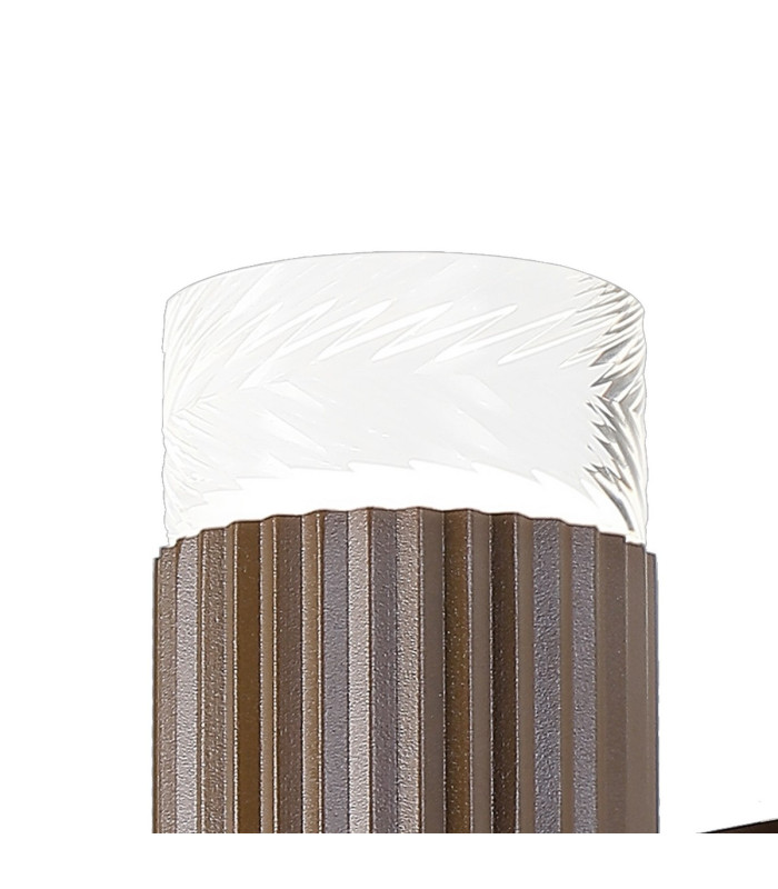 Springwater Ribbed Line Wall Lamp Short Diagonal Pattern Acrylic Shade 1 x GU10 IP54 Dark Brown/Clear/Frosted -5