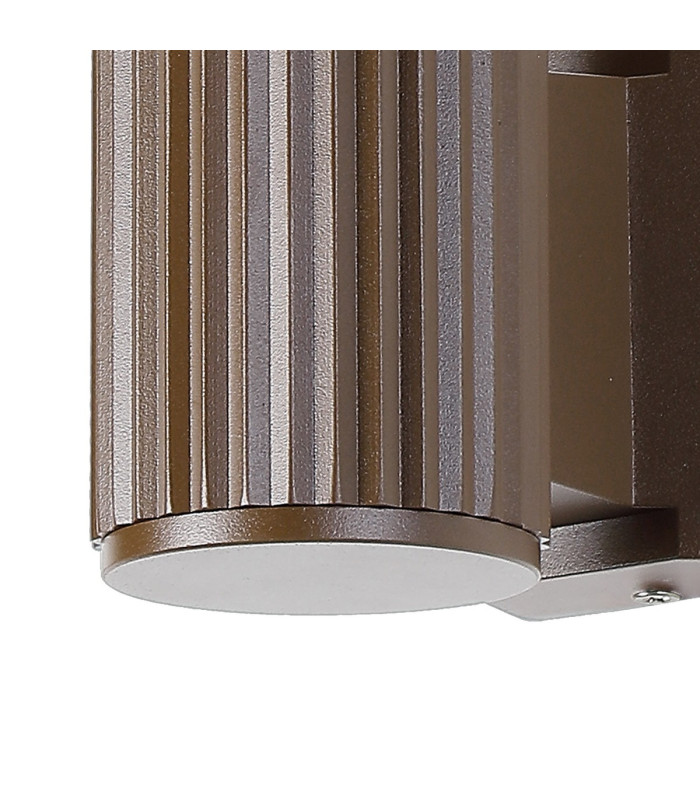 Springwater Ribbed Line Wall Lamp Short Diagonal Pattern Acrylic Shade 1 x GU10 IP54 Dark Brown/Clear/Frosted -6
