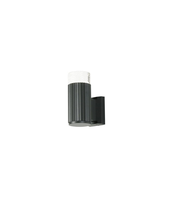 Springwater Ribbed Line Wall Lamp Short Diagonal Pattern Acrylic Shade 1 x GU10 IP54 Grey/Clear/Frosted -1