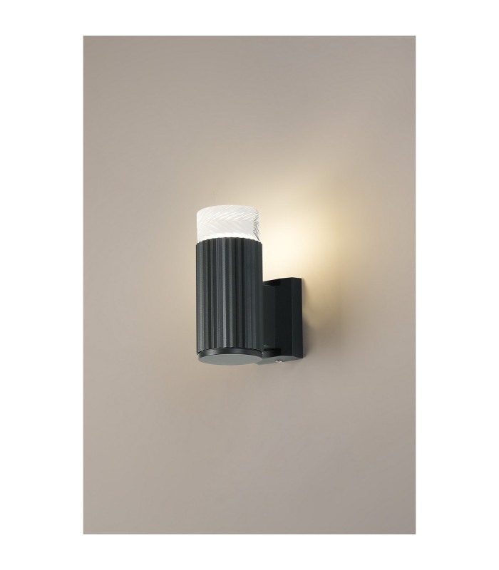 Springwater Ribbed Line Wall Lamp Short Diagonal Pattern Acrylic Shade 1 x GU10 IP54 Grey/Clear/Frosted -3