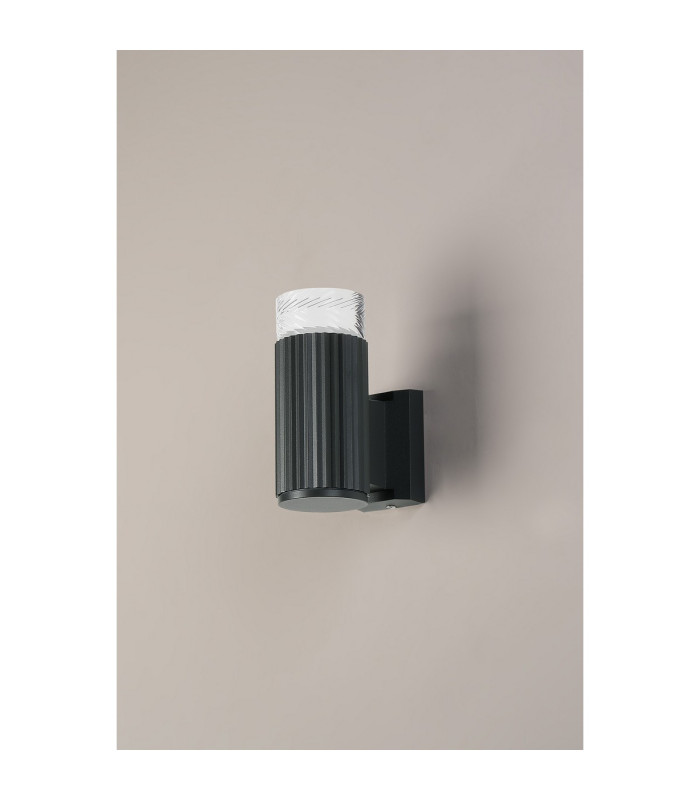 Springwater Ribbed Line Wall Lamp Short Diagonal Pattern Acrylic Shade 1 x GU10 IP54 Grey/Clear/Frosted -7