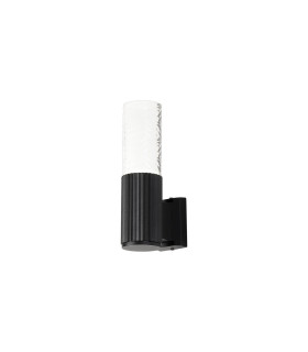 Springwater Ribbed Line Wall Lamp Tall Diagonal Pattern Acrylic Shade 1 x GU10 IP54 Black/Clear/Frosted -1