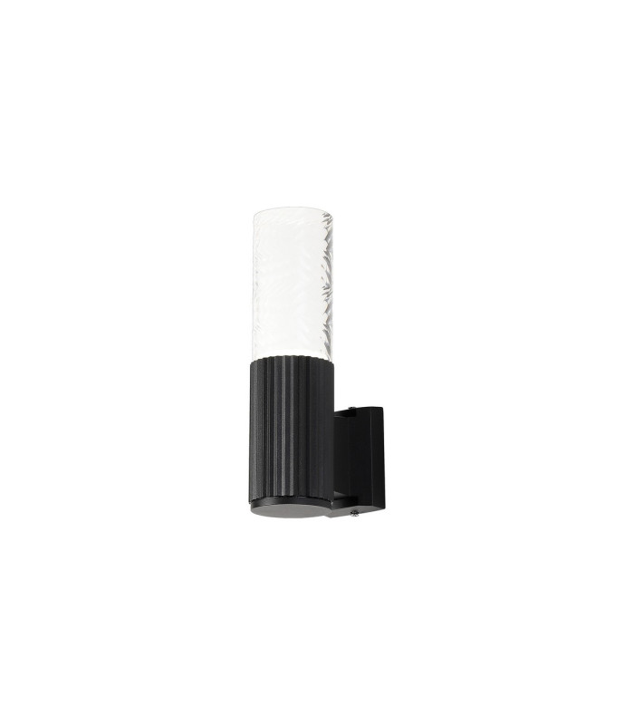 Springwater Ribbed Line Wall Lamp Tall Diagonal Pattern Acrylic Shade 1 x GU10 IP54 Black/Clear/Frosted -1
