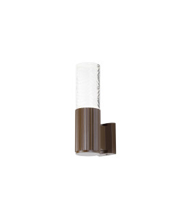 Springwater Ribbed Line Wall Lamp Tall Diagonal Pattern Acrylic Shade 1 x GU10 IP54 Dark Brown/Clear/Frosted -1