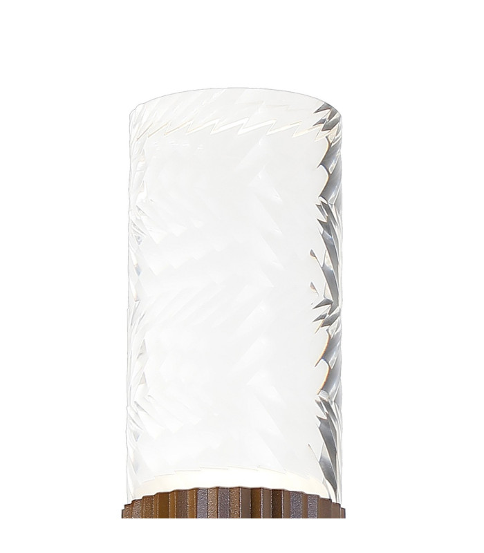Springwater Ribbed Line Wall Lamp Tall Diagonal Pattern Acrylic Shade 1 x GU10 IP54 Dark Brown/Clear/Frosted -5