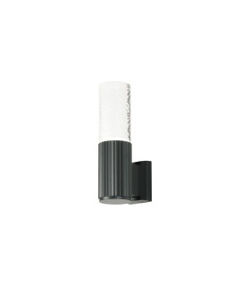 Springwater Ribbed Line Wall Lamp Tall Diagonal Pattern Acrylic Shade 1 x GU10 IP54 Grey/Clear/Frosted -1