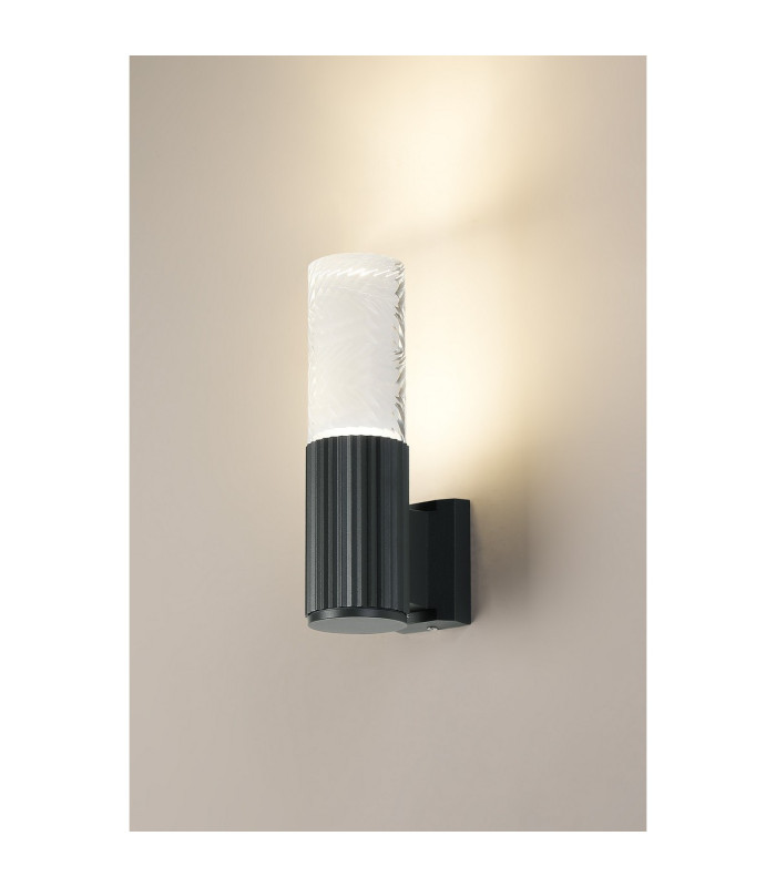 Springwater Ribbed Line Wall Lamp Tall Diagonal Pattern Acrylic Shade 1 x GU10 IP54 Grey/Clear/Frosted -3