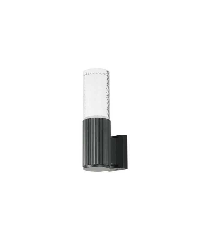 Springwater Ribbed Line Wall Lamp Tall Diagonal Pattern Acrylic Shade 1 x GU10 IP54 Grey/Clear/Frosted -4