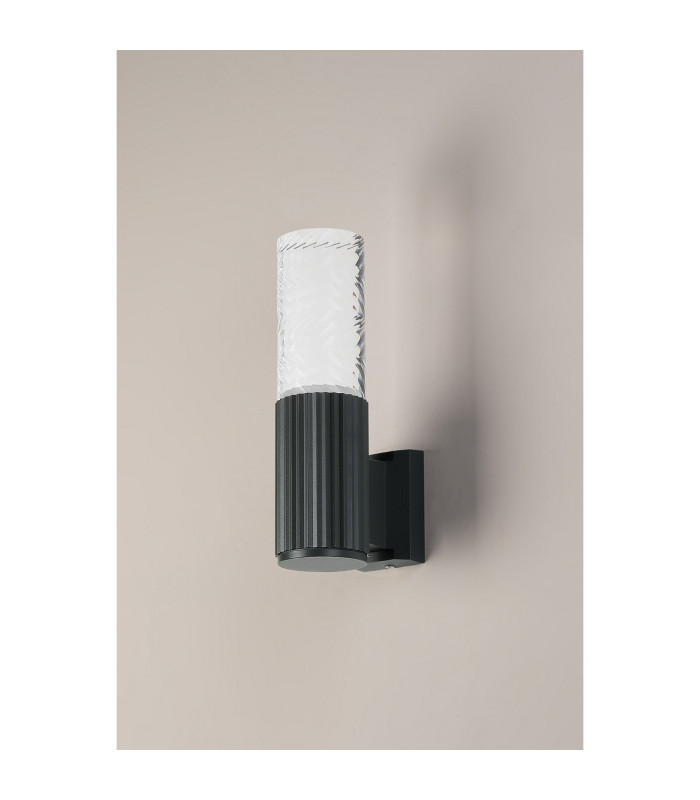 Springwater Ribbed Line Wall Lamp Tall Diagonal Pattern Acrylic Shade 1 x GU10 IP54 Grey/Clear/Frosted -6