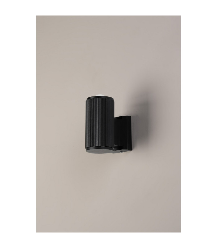 Springwater Ribbed Line Wall Lamp Dome Acrylic Shade 1 x GU10 IP54 Black/Clear/Frosted -7