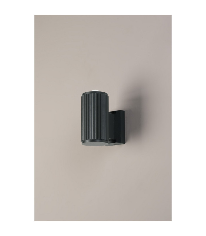 Springwater Ribbed Line Wall Lamp Dome Acrylic Shade 1 x GU10 IP54 Grey/Clear/Frosted -7