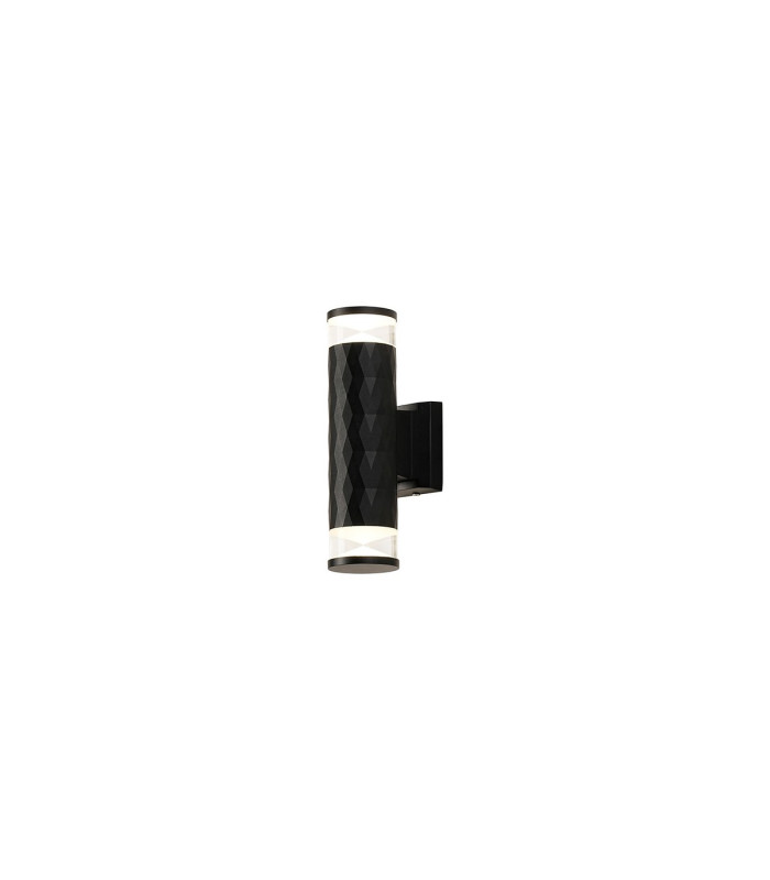 Springwater Diamond Pattern Wall Lamp X Pattern Acrylic Shade 2 x GU10 IP54 Black/Clear/Frosted -1