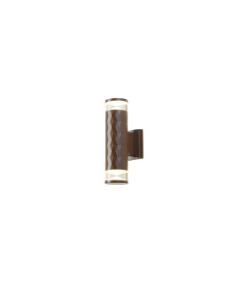 Springwater Diamond Pattern Wall Lamp X Pattern Acrylic Shade 2 x GU10 IP54 Dark Brown/Clear/Frosted -1
