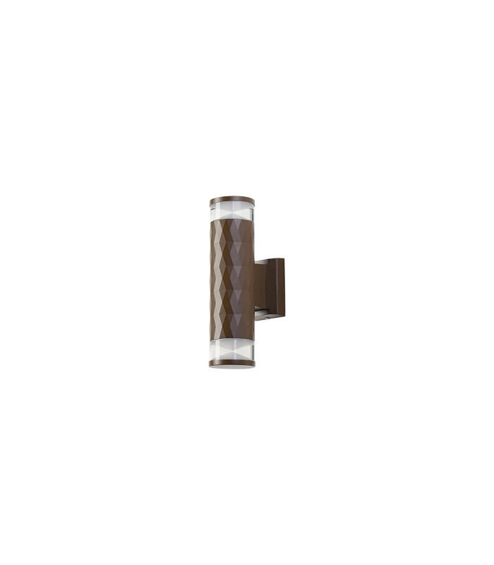Springwater Diamond Pattern Wall Lamp X Pattern Acrylic Shade 2 x GU10 IP54 Dark Brown/Clear/Frosted -4