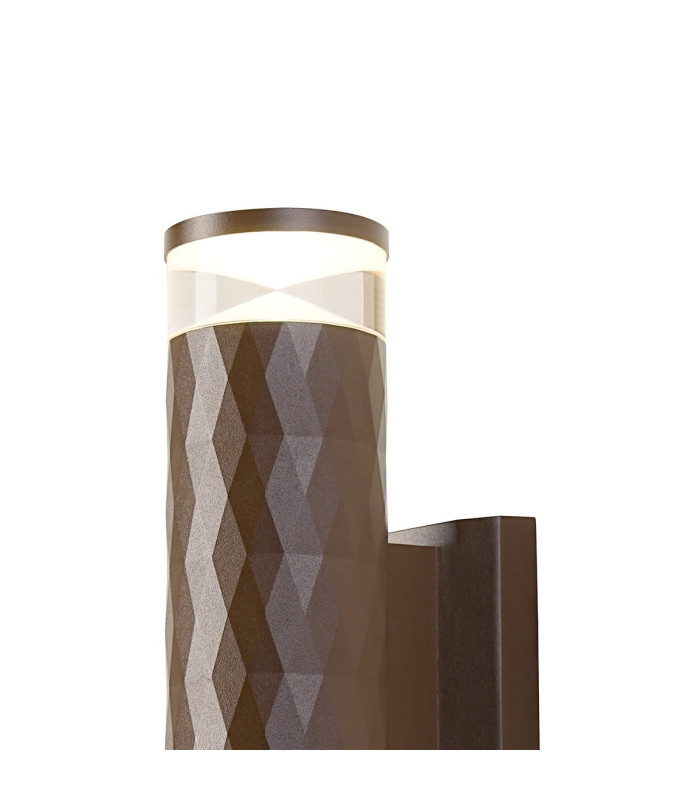 Springwater Diamond Pattern Wall Lamp X Pattern Acrylic Shade 2 x GU10 IP54 Dark Brown/Clear/Frosted -6