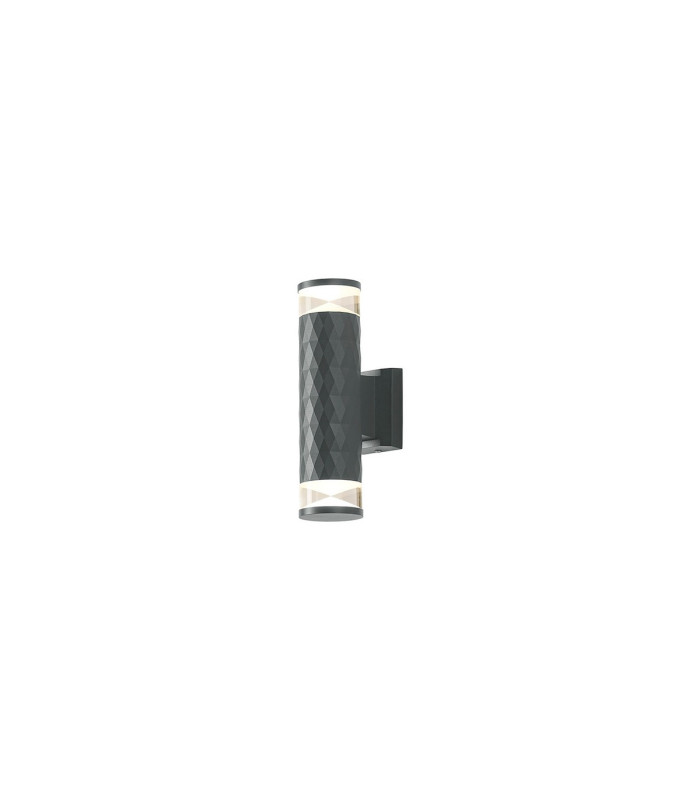 Springwater Diamond Pattern Wall Lamp X Pattern Acrylic Shade 2 x GU10 IP54 Grey/Clear/Frosted -1