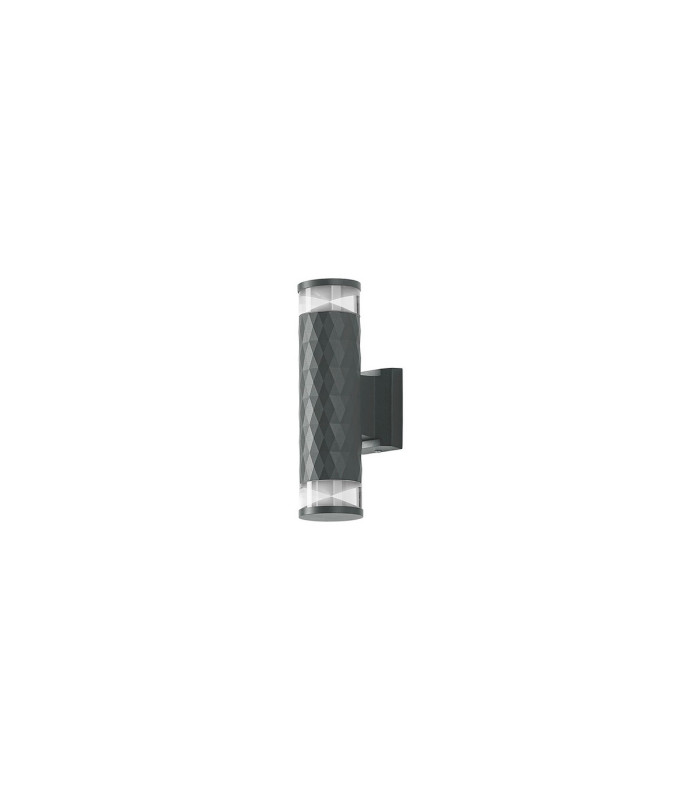 Springwater Diamond Pattern Wall Lamp X Pattern Acrylic Shade 2 x GU10 IP54 Grey/Clear/Frosted -4