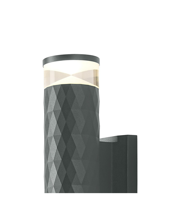 Springwater Diamond Pattern Wall Lamp X Pattern Acrylic Shade 2 x GU10 IP54 Grey/Clear/Frosted -6