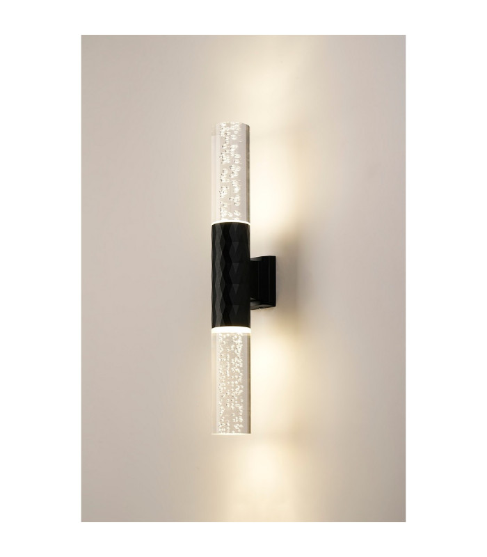 Springwater II Diamond Pattern Wall Lamp Bubble Acrylic Shade 2 x GU10 IP54 Black/Clear -3