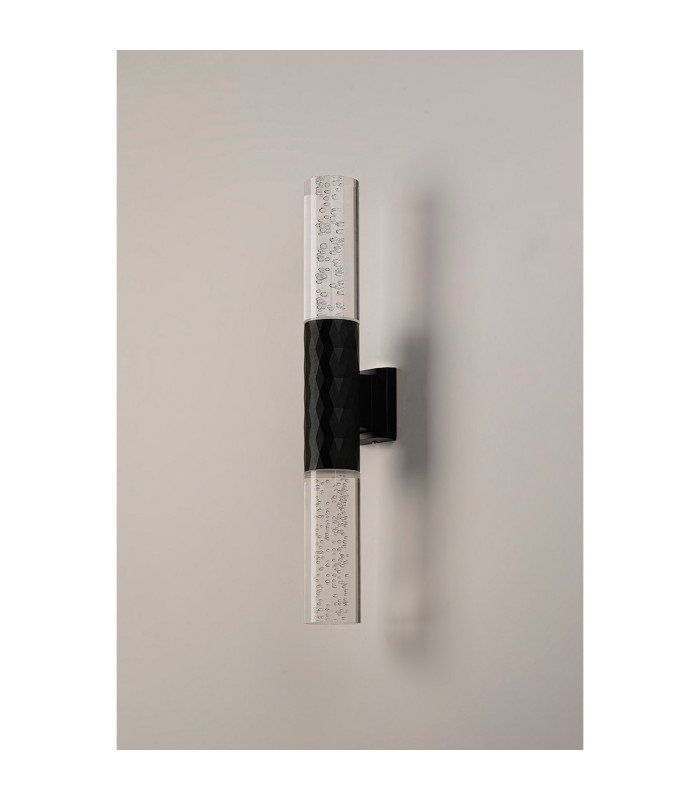 Springwater II Diamond Pattern Wall Lamp Bubble Acrylic Shade 2 x GU10 IP54 Black/Clear -7