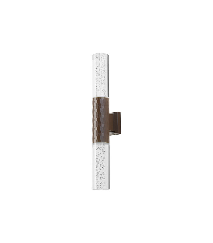 Springwater II Diamond Pattern Wall Lamp Bubble Acrylic Shade 2 x GU10 IP54 Dark Brown/Clear -4