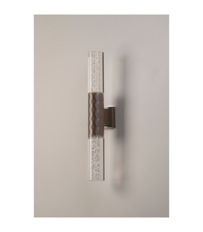 Springwater II Diamond Pattern Wall Lamp Bubble Acrylic Shade 2 x GU10 IP54 Dark Brown/Clear -7