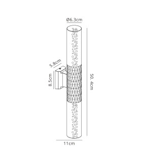 Springwater II Diamond Pattern Wall Lamp Bubble Acrylic Shade 2 x GU10 IP54 Grey/Clear -2