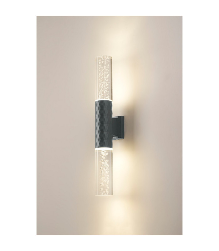 Springwater II Diamond Pattern Wall Lamp Bubble Acrylic Shade 2 x GU10 IP54 Grey/Clear -3