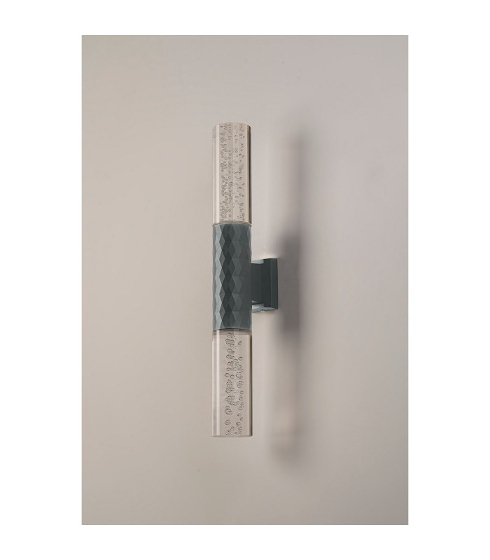 Springwater II Diamond Pattern Wall Lamp Bubble Acrylic Shade 2 x GU10 IP54 Grey/Clear -9