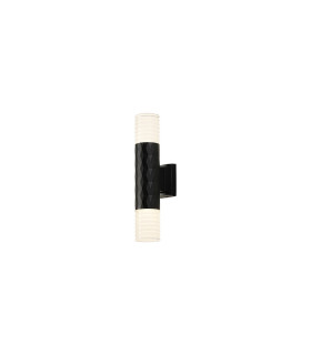 Springwater Diamond Pattern Wall Lamp Horizontal Line Acrylic Shade 2 x GU10 IP54 Black/Clear/Frosted -1
