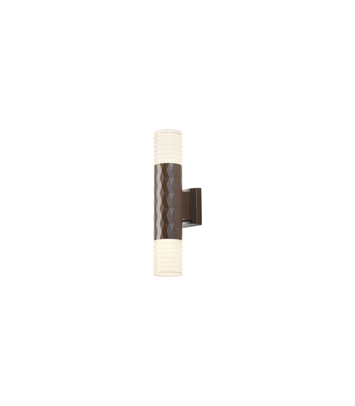 Springwater Diamond Pattern Wall Lamp Horizontal Line Acrylic Shade 2 x GU10 IP54 Dark Brown/Clear/Frosted -1
