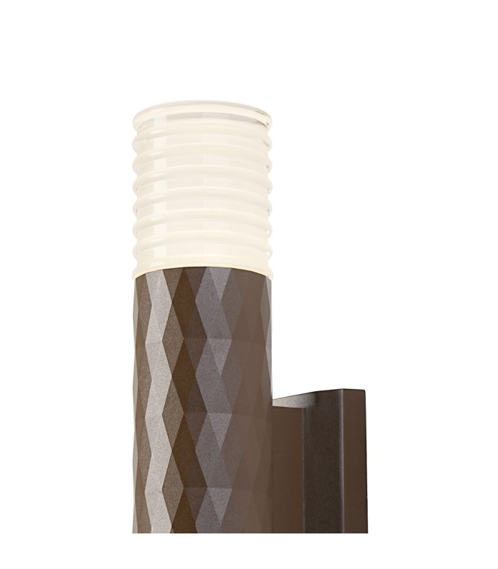Springwater Diamond Pattern Wall Lamp Horizontal Line Acrylic Shade 2 x GU10 IP54 Dark Brown/Clear/Frosted -6