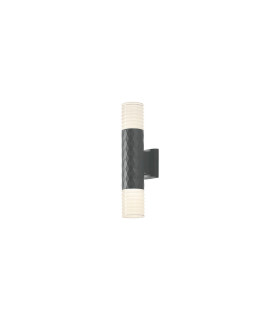 Springwater Diamond Pattern Wall Lamp Horizontal Line Acrylic Shade 2 x GU10 IP54 Grey/Clear/Frosted -1