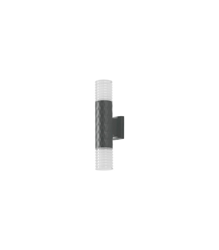 Springwater Diamond Pattern Wall Lamp Horizontal Line Acrylic Shade 2 x GU10 IP54 Grey/Clear/Frosted -4