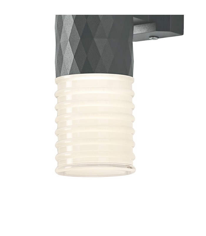 Springwater Diamond Pattern Wall Lamp Horizontal Line Acrylic Shade 2 x GU10 IP54 Grey/Clear/Frosted -7