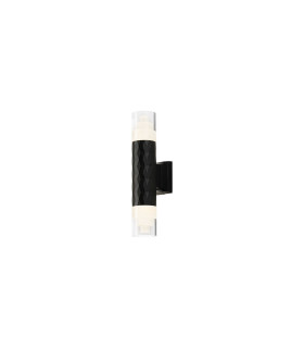 Springwater Diamond Pattern Wall Lamp Tier Pattern Acrylic Shade 2 x GU10 IP54 Black/Clear -1