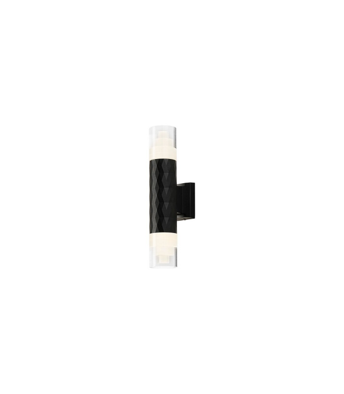 Springwater Diamond Pattern Wall Lamp Tier Pattern Acrylic Shade 2 x GU10 IP54 Black/Clear -1