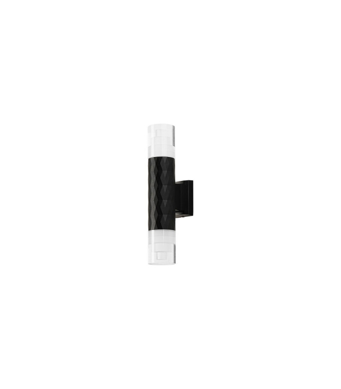 Springwater Diamond Pattern Wall Lamp Tier Pattern Acrylic Shade 2 x GU10 IP54 Black/Clear -4