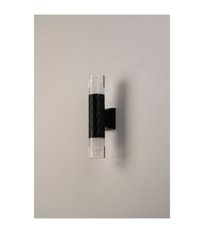 Springwater Diamond Pattern Wall Lamp Tier Pattern Acrylic Shade 2 x GU10 IP54 Black/Clear -7