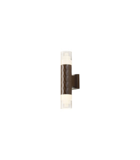 Springwater Diamond Pattern Wall Lamp Tier Pattern Acrylic Shade 2 x GU10 IP54 Dark Brown/Clear -1