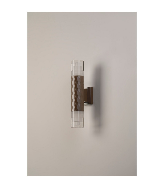 Springwater Diamond Pattern Wall Lamp Tier Pattern Acrylic Shade 2 x GU10 IP54 Dark Brown/Clear -7