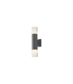 Springwater Diamond Pattern Wall Lamp Tier Pattern Acrylic Shade 2 x GU10 IP54 Grey/Clear -1