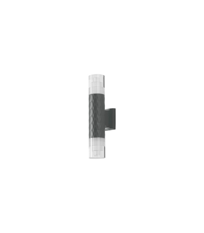Springwater Diamond Pattern Wall Lamp Tier Pattern Acrylic Shade 2 x GU10 IP54 Grey/Clear -4